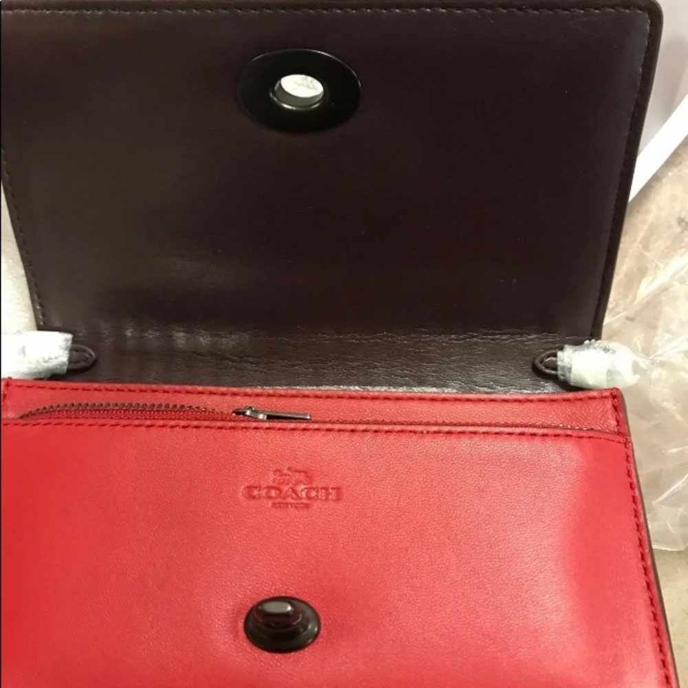 Coach 76152 Quilting Rivets Red/Pewter Belt Bag - Picture 11 of 12